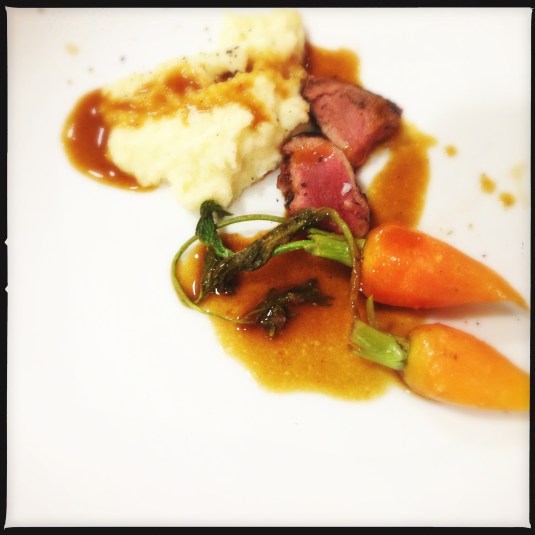 Iberico bellota pork with root vegetables and "hog sauce"