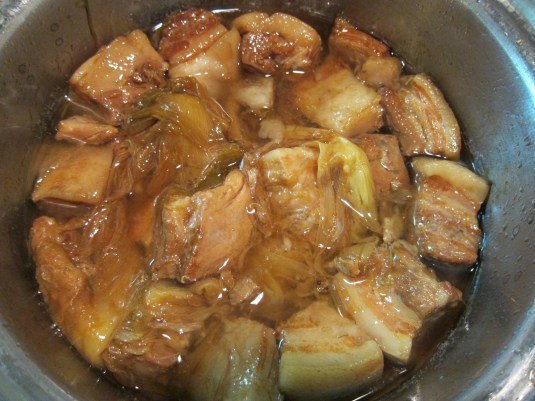 Mari's pork belly simmering