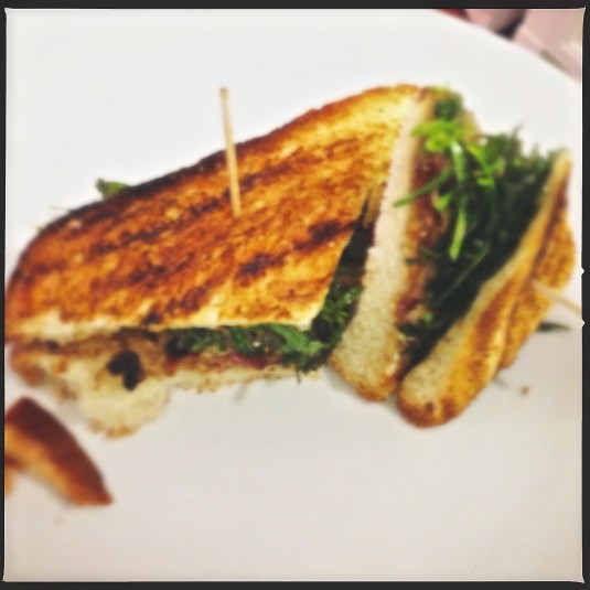 Hazelnut butter and bacon sandwich