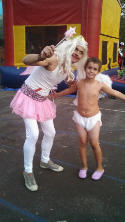 The author as a pretty fairy with friend Henry the Cupid.