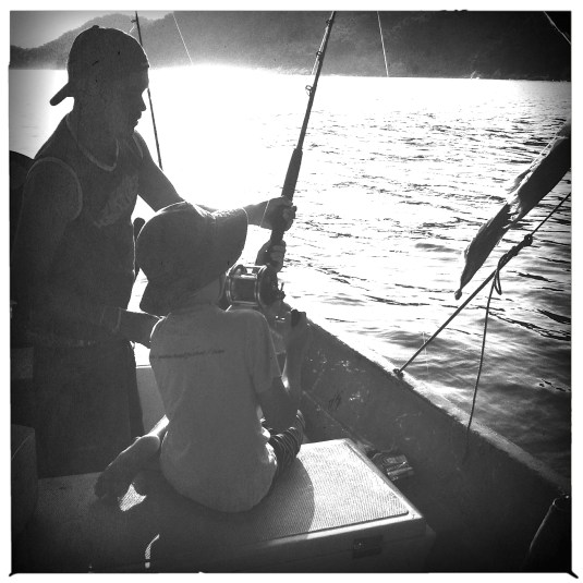 Mario and Flynn hauling in a bonito