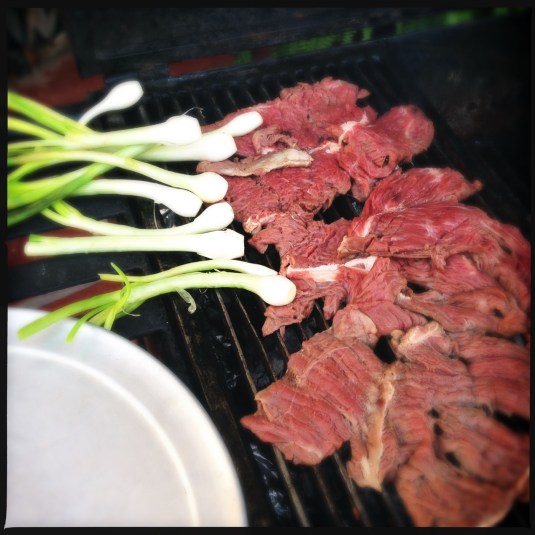 Carne delgado on the grill