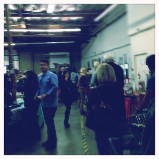 The queue waiting to pay. Line to get in, line to get out.