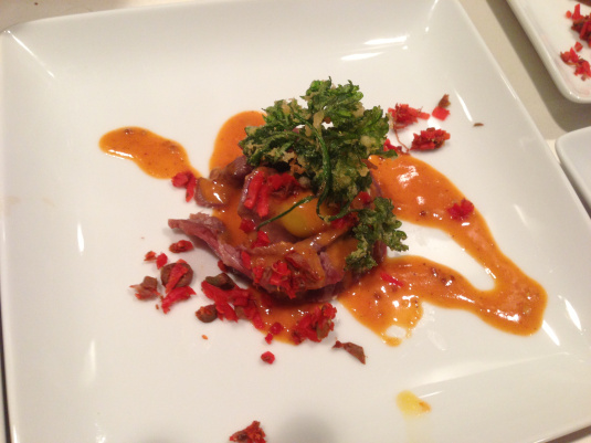 Last year's Kobe flatiron tartare “blossoms,” quail egg, curried ketchup emulsion, caper & pickled ginger mirepoix and fried parsley — doesn't look that bad, right??