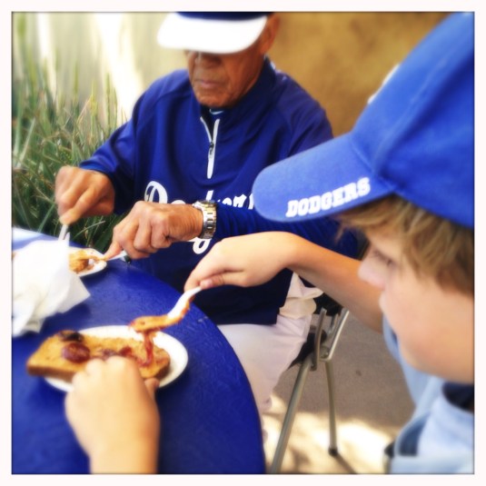 Flynn and Maury Wills, sharing PB+J