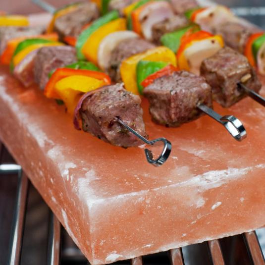 (Note salt block being used to grill previously discussed kabobs)