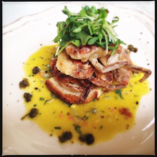 Soft shell crab pile, inspired by the French Laundry cookbook