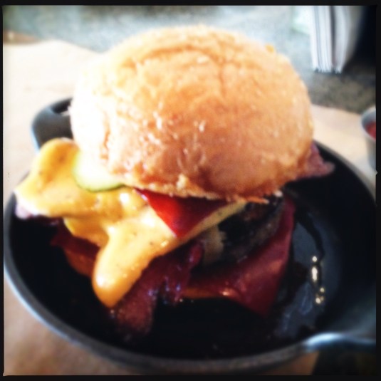 A special — the "smokey and spicy PCB" (Plan Check Burger)