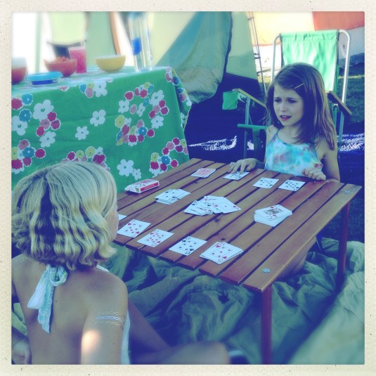 Willa and Lucy playing cards