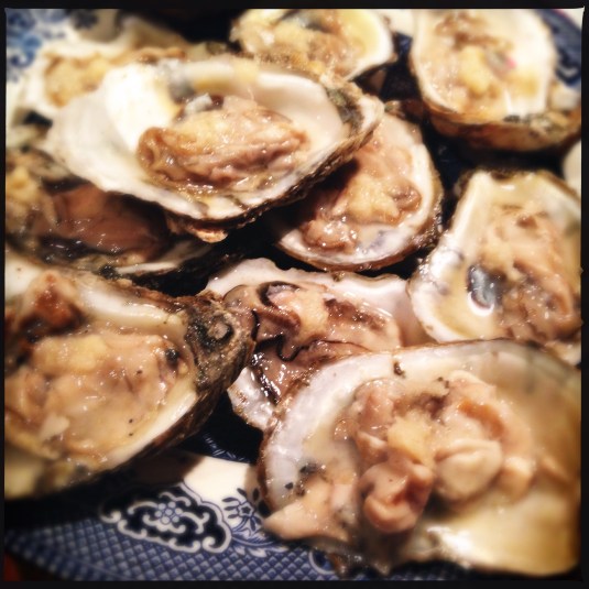 Oysters, lamenting their unfortunate Christmas demise