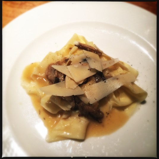 Tagliatelle with porcini and beef bone maple sauce