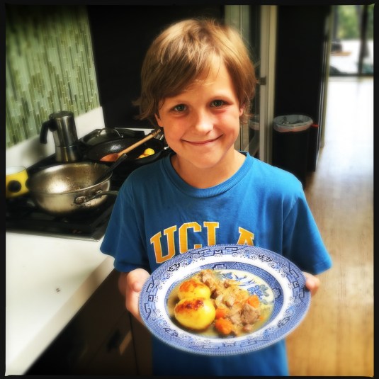 Proud chef and his creation