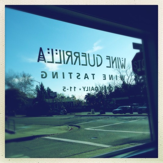 The view from inside the empty Wine Guerrilla tasting room